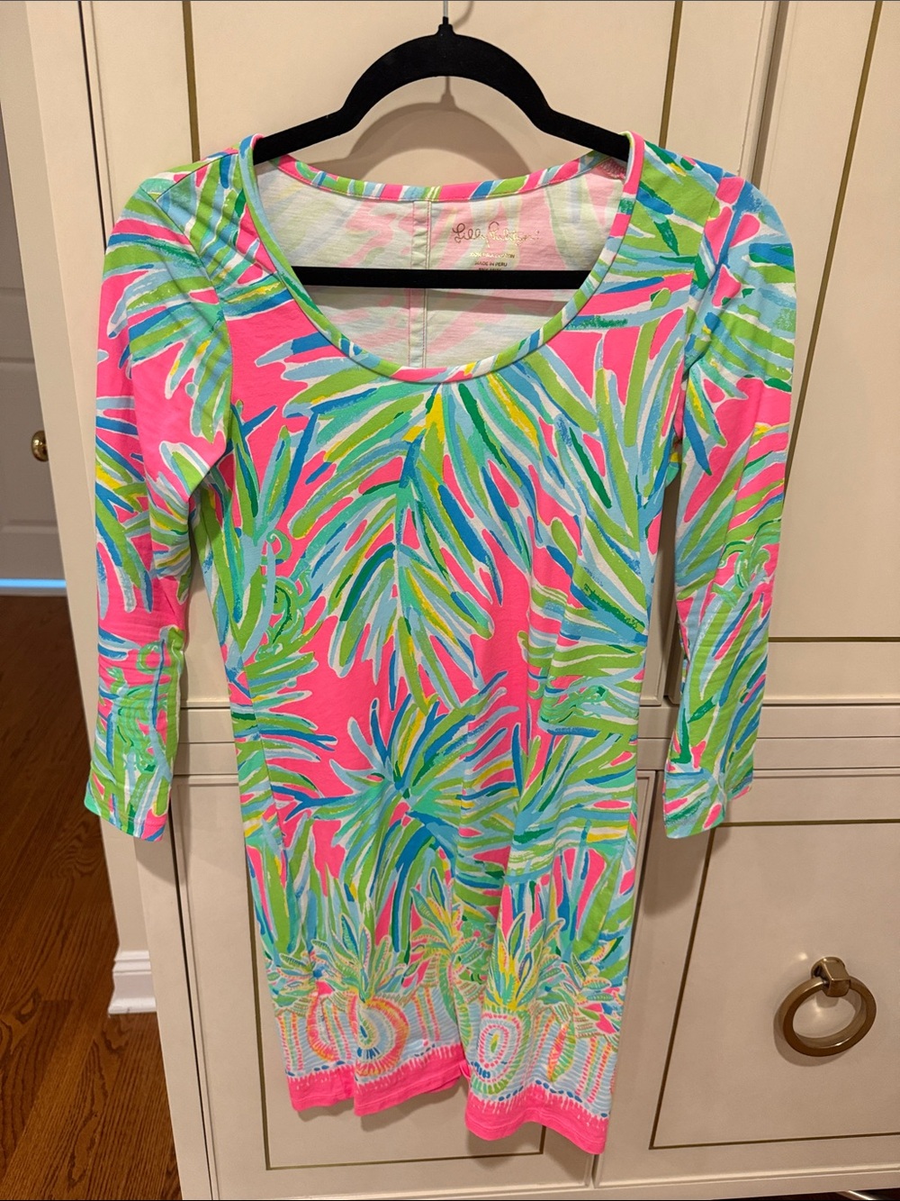 Lilly Pulitzer Hot Pink Tropical Palm Print Scoop Neck Tunic